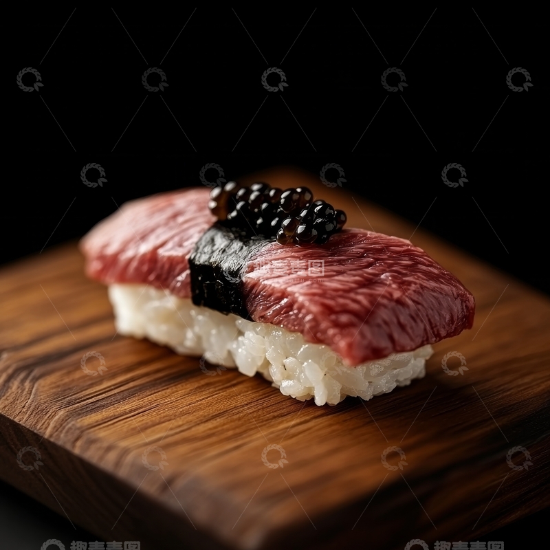 高清大图下载【趣麦麦图】生牛肉寿司配鱼子酱