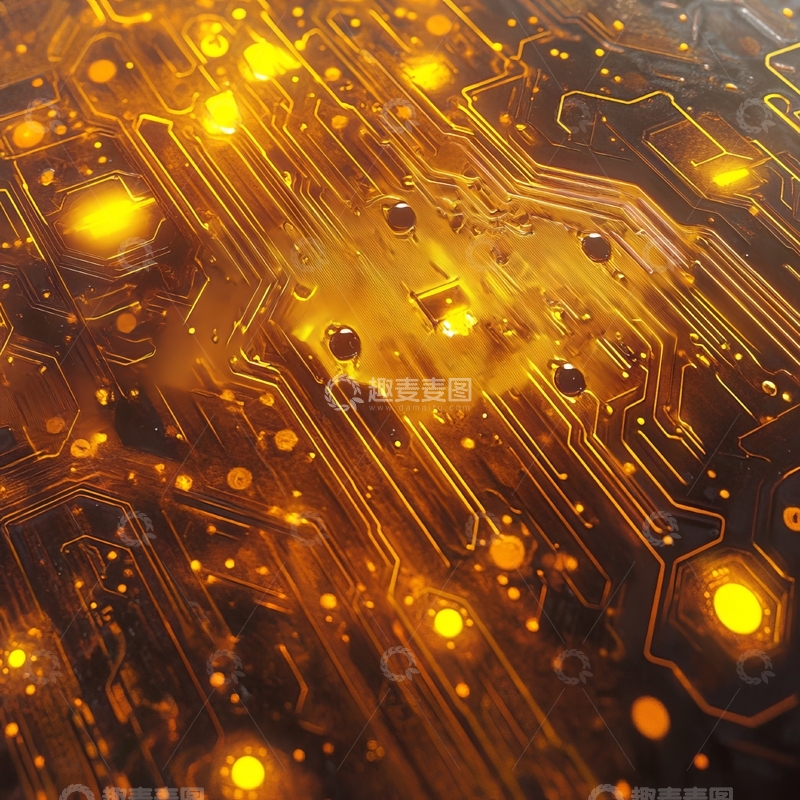 高清大图下载【趣麦麦图】电路板上的金色光芒