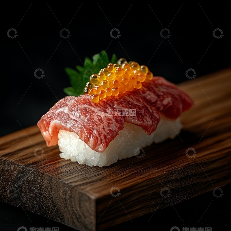 高清大图下载【趣麦麦图】牛肉寿司配鱼子酱