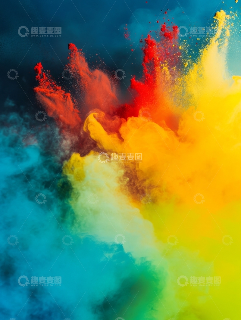 高清大图下载【趣麦麦图】多彩粉末爆炸瞬间
