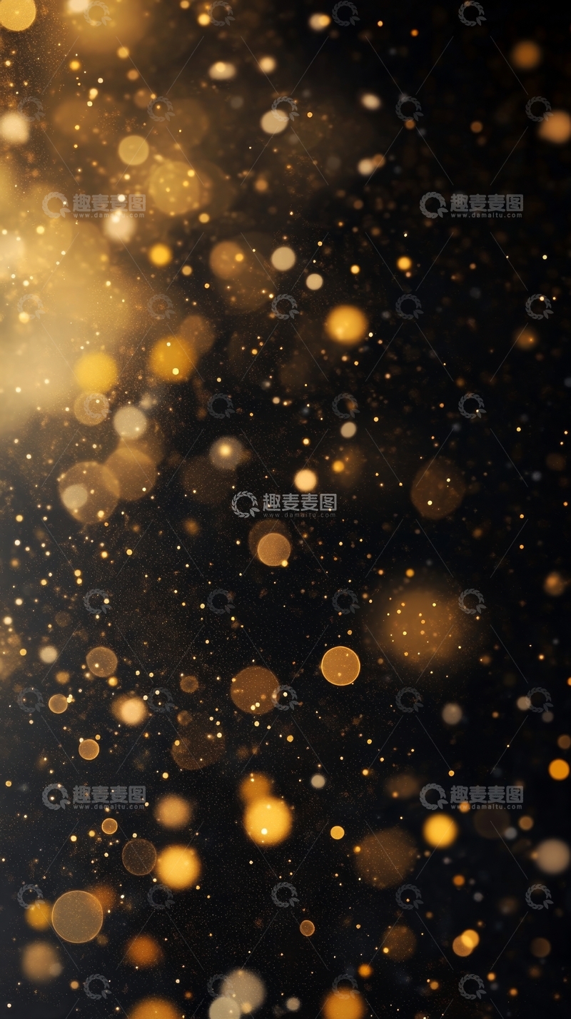 高清大图下载【趣麦麦图】金色光斑在黑暗背景中闪烁