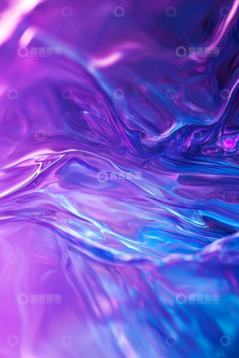 高清大图下载【趣麦麦图】紫色与蓝色交织的抽象流体艺术