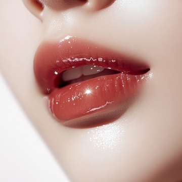 光泽红唇特写，展现细腻质感