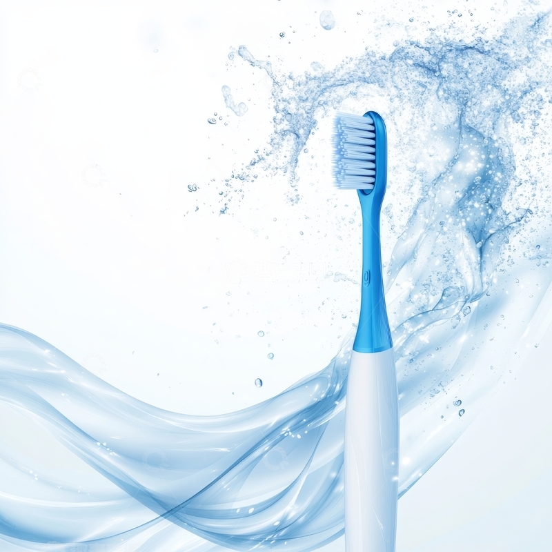 高清大图下载【趣麦麦图】蓝色牙刷与水流的清新组合