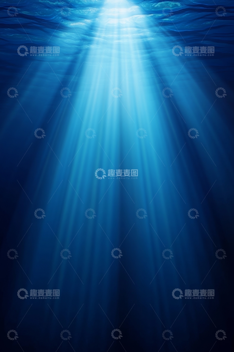 高清大图下载【趣麦麦图】深海光束：水下阳光穿透景象