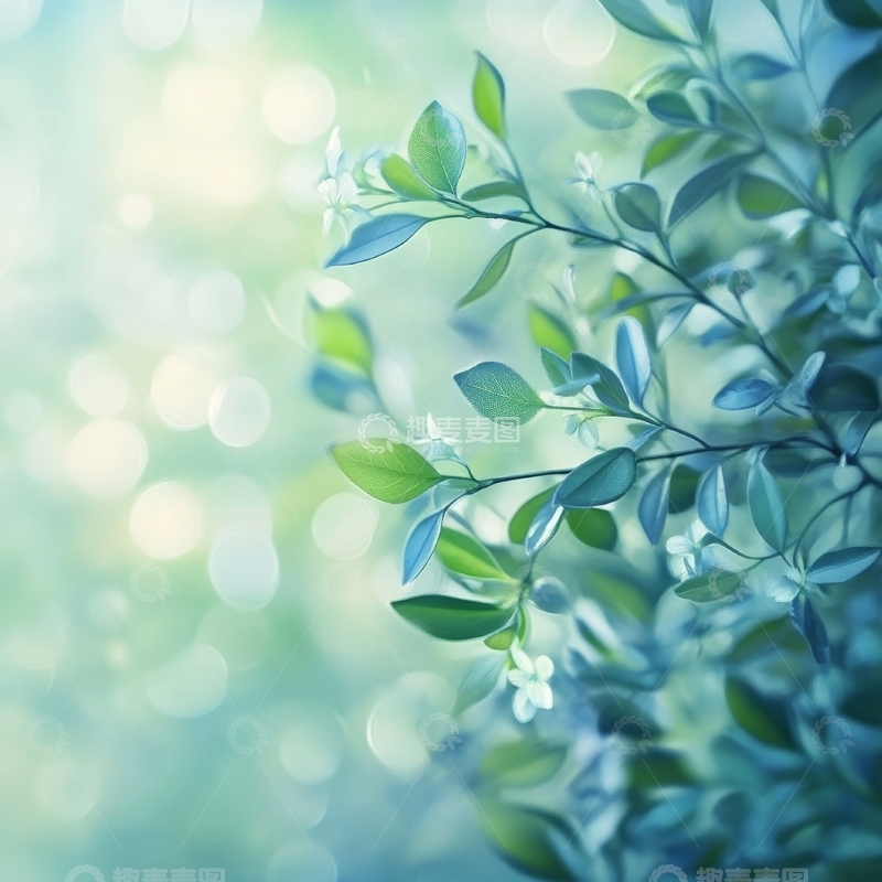 高清大图下载【趣麦麦图】清新绿叶与柔和光影