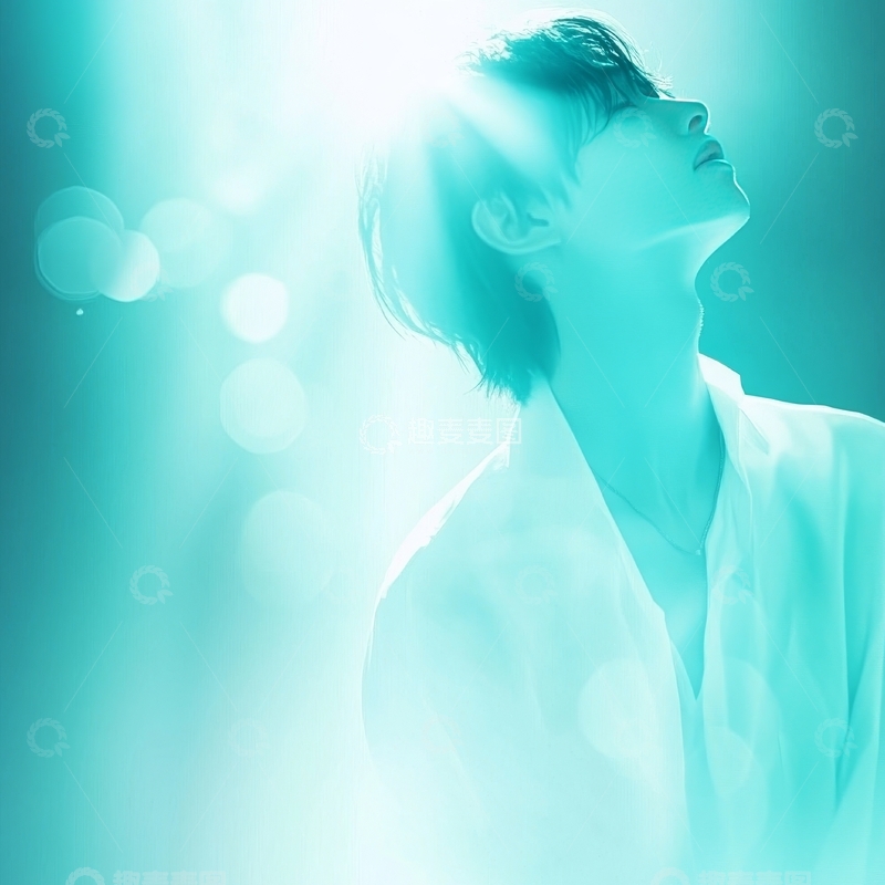 高清大图下载【趣麦麦图】光影中仰望的男子