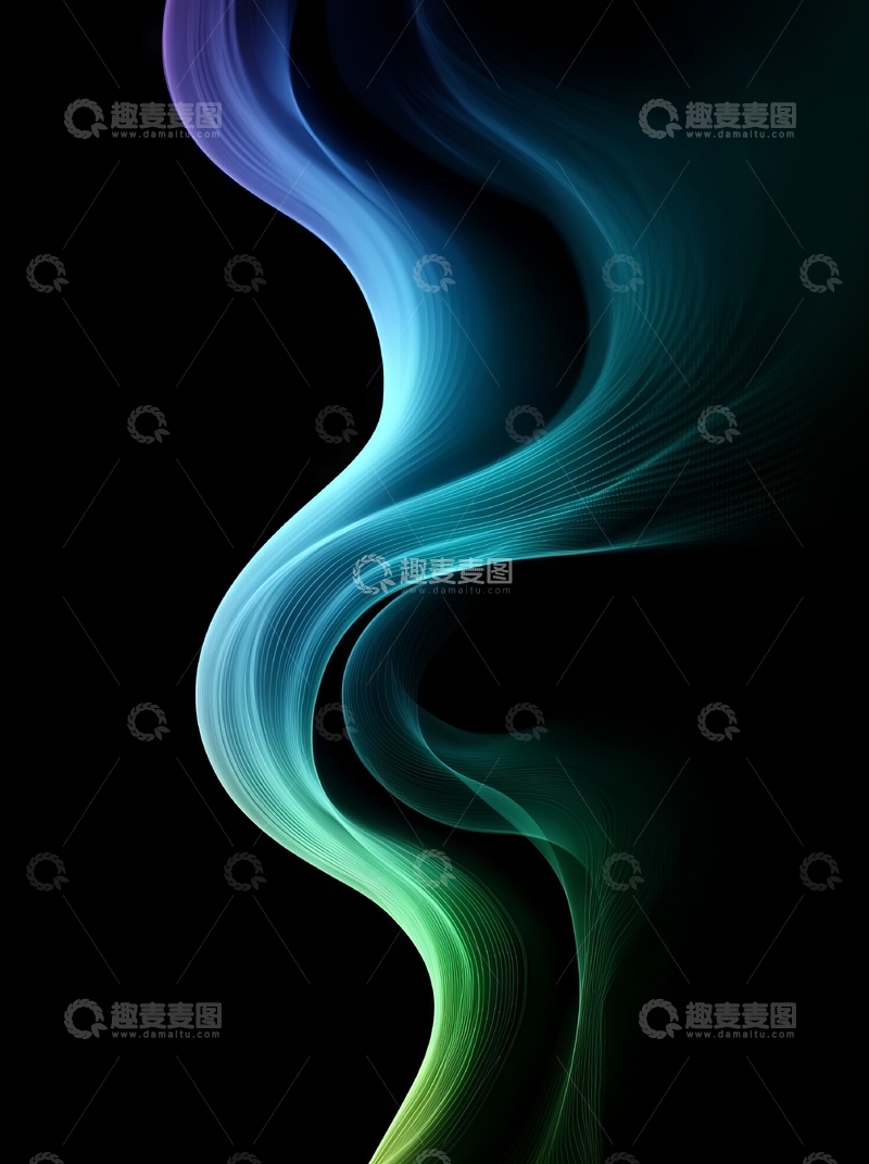 高清大图下载【趣麦麦图】渐变色彩的抽象流动线条