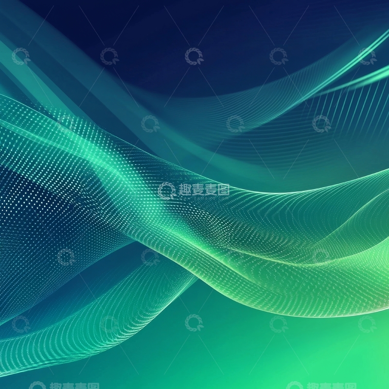 高清大图下载【趣麦麦图】蓝绿渐变波纹抽象背景
