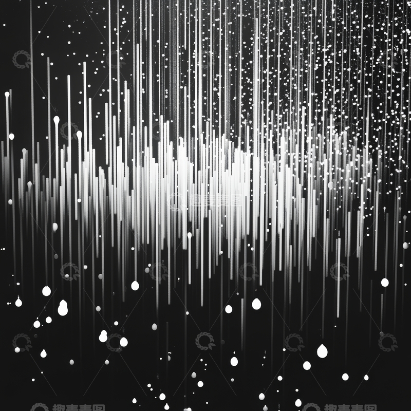 高清大图下载【趣麦麦图】-黑白线条与光点的抽象图案