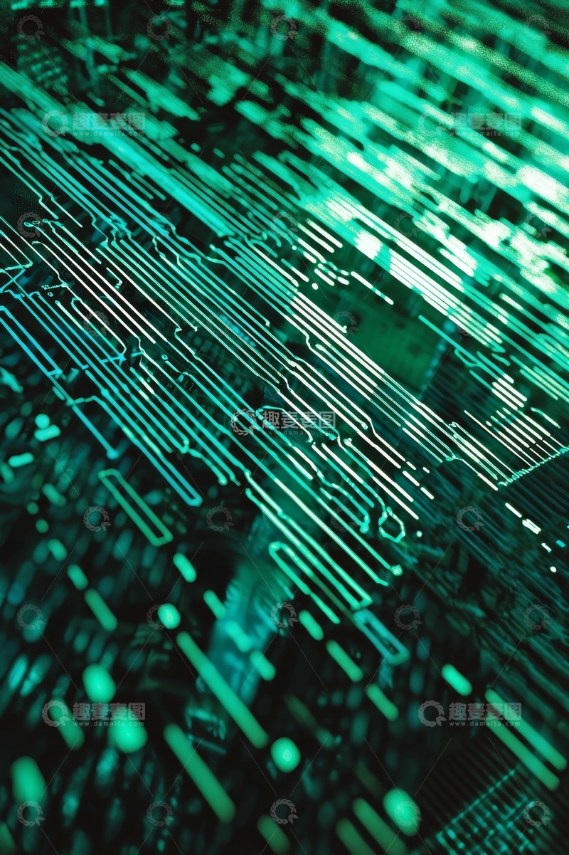 高清大图下载【趣麦麦图】绿色电路板的抽象特写