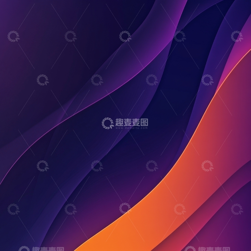 高清大图下载【趣麦麦图】紫色与橙色交织的抽象波浪背景
