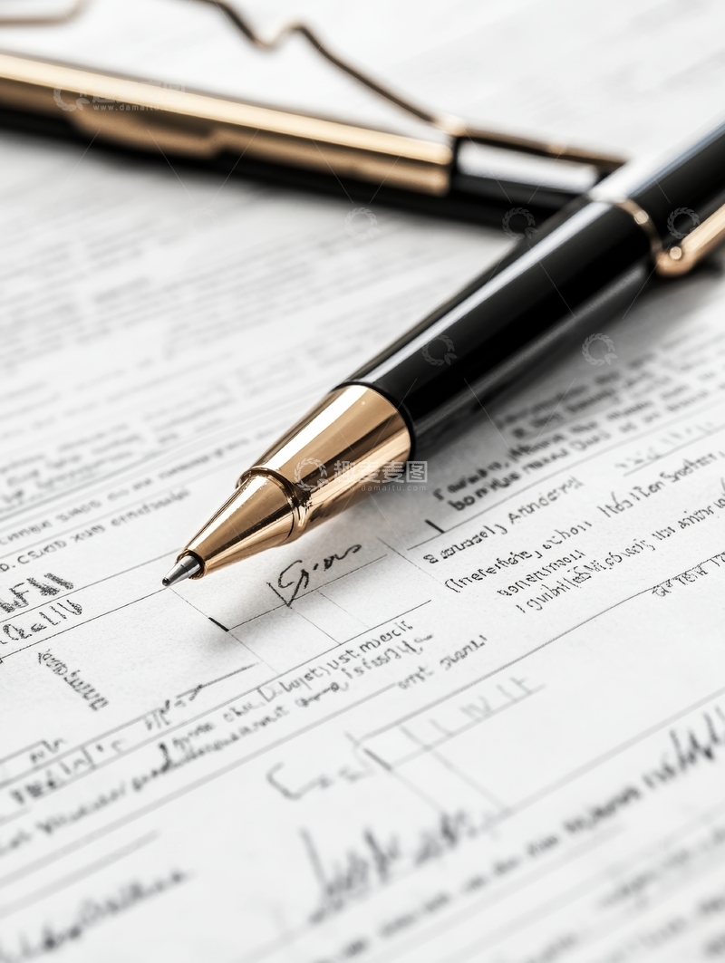 高清大图下载【趣麦麦图】文件签署场景，钢笔与签字特写