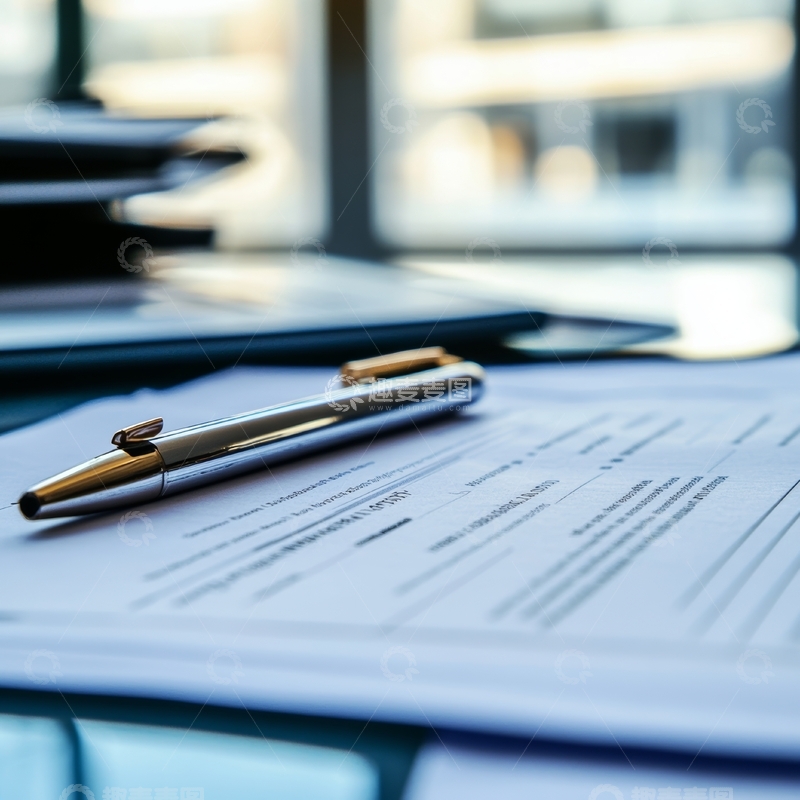 高清大图下载【趣麦麦图】办公桌上的文件与钢笔