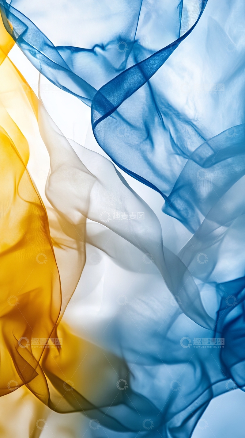 高清大图下载【趣麦麦图】蓝黄交织的抽象烟雾