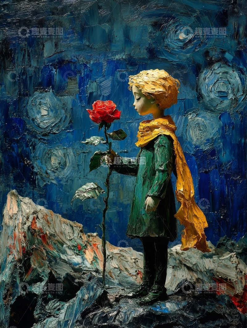 高清大图下载【趣麦麦图】手持红玫瑰的孩子