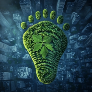 绿色足迹覆盖城市景象