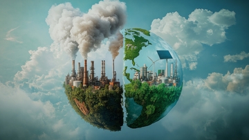 地球对比：污染与绿色生态