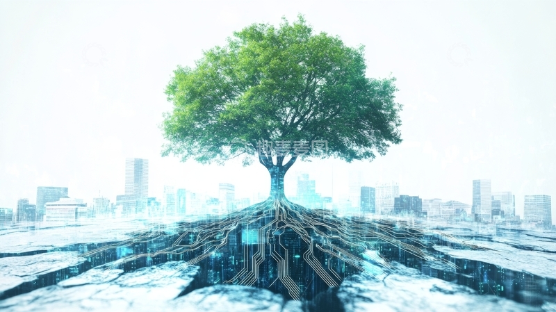 高清大图下载【趣麦麦图】城市背景下的树与根系