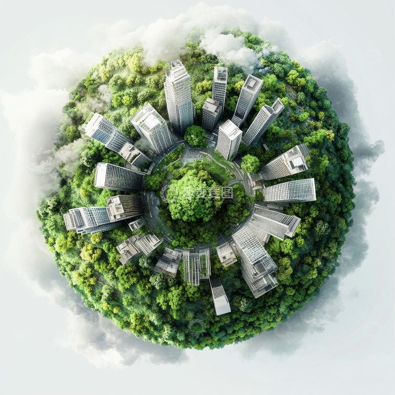 高清大图下载【趣麦麦图】绿色星球上的现代建筑群
