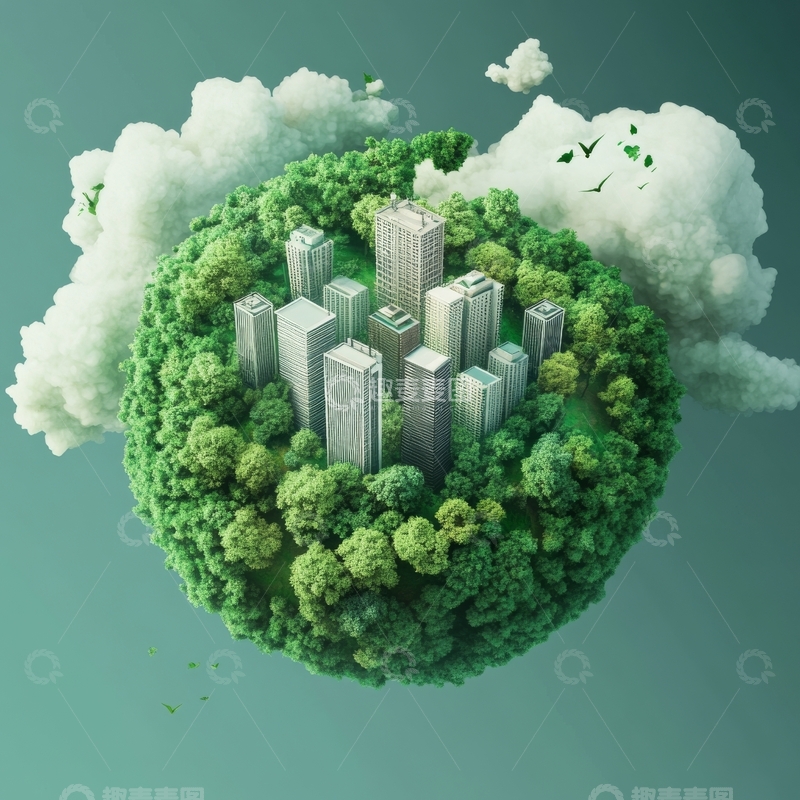 高清大图下载【趣麦麦图】绿色城市与自然共生的星球