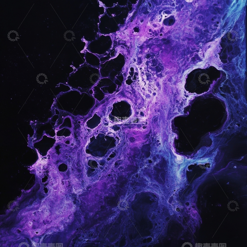 高清大图下载【趣麦麦图】紫色与蓝色交织的抽象液体艺术