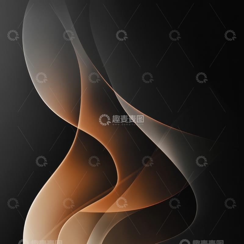 高清大图下载【趣麦麦图】橙色曲线在黑色背景上的抽象艺术