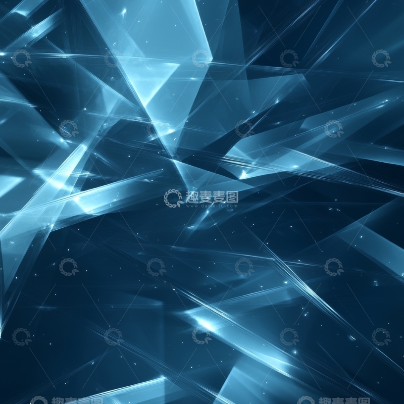 高清大图下载【趣麦麦图】蓝色几何光效抽象背景