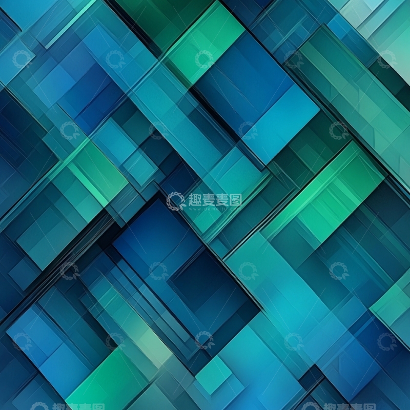高清大图下载【趣麦麦图】蓝色几何方块抽象背景