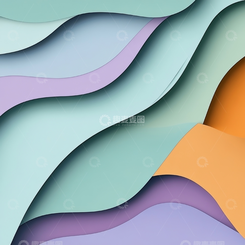 高清大图下载【趣麦麦图】多层波浪色彩抽象背景