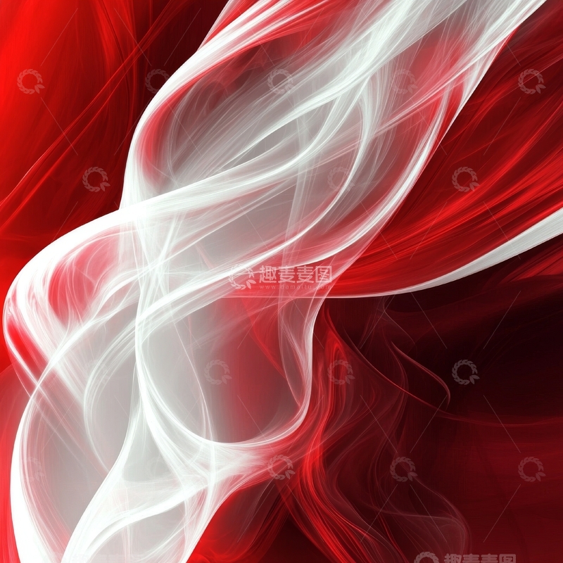 高清大图下载【趣麦麦图】红白交织的抽象烟雾背景
