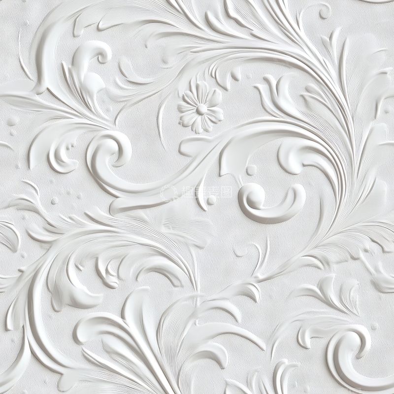 高清大图下载【趣麦麦图】白色浮雕花纹背景