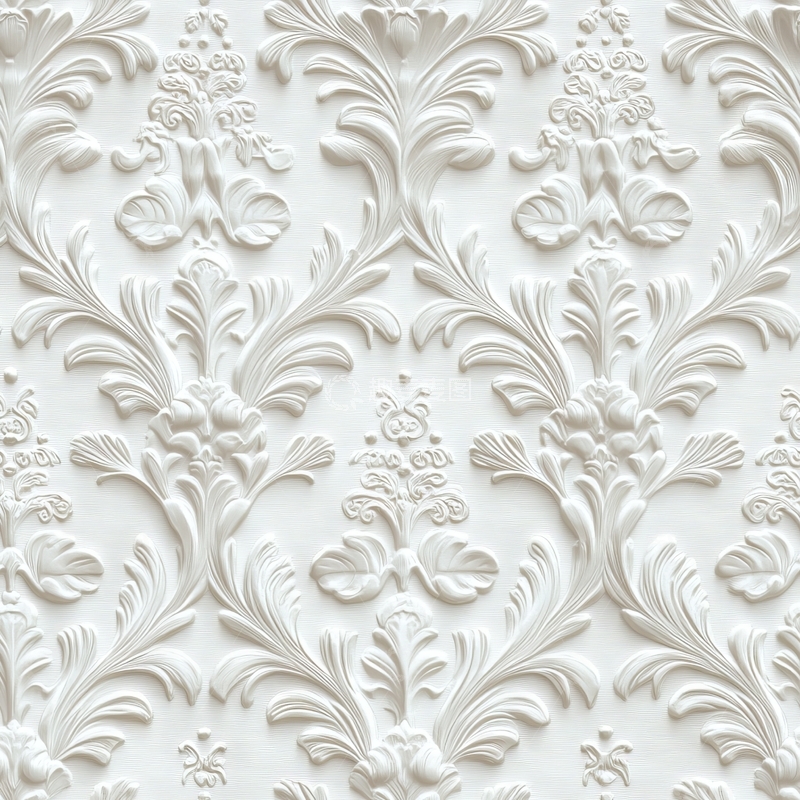 高清大图下载【趣麦麦图】白色复古花纹壁纸