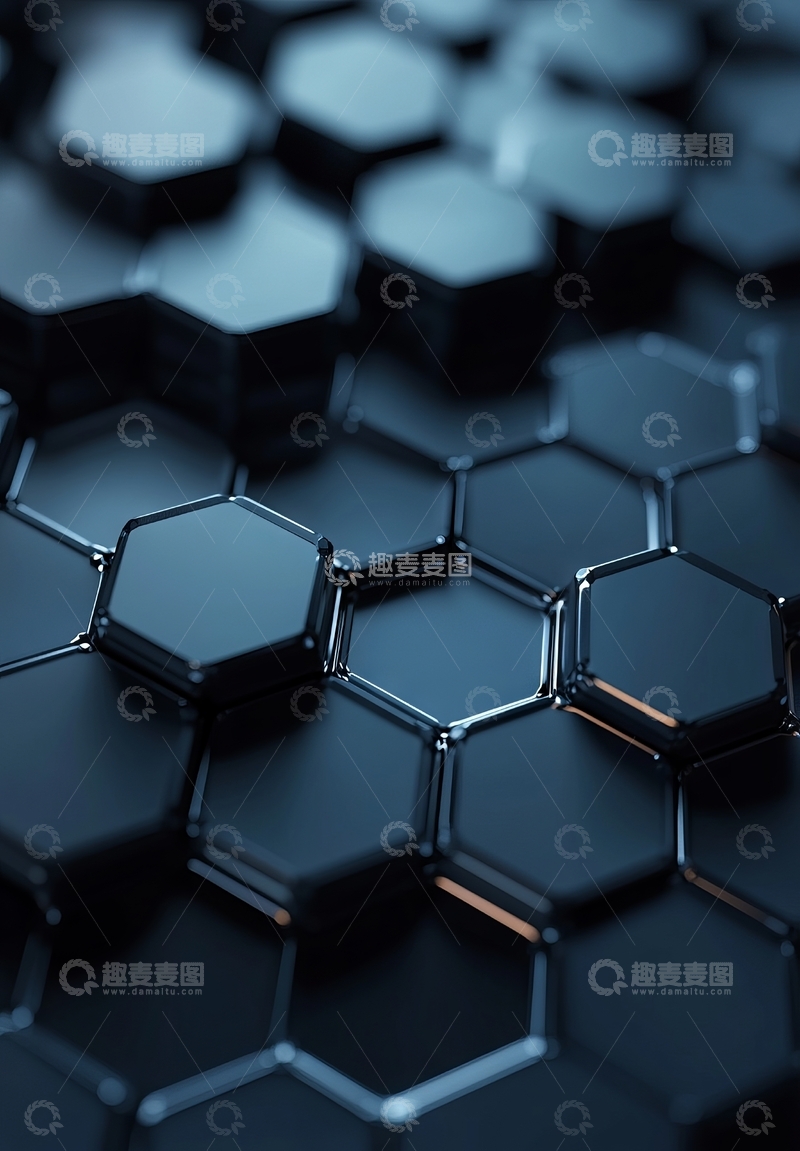深色六边形网格结构