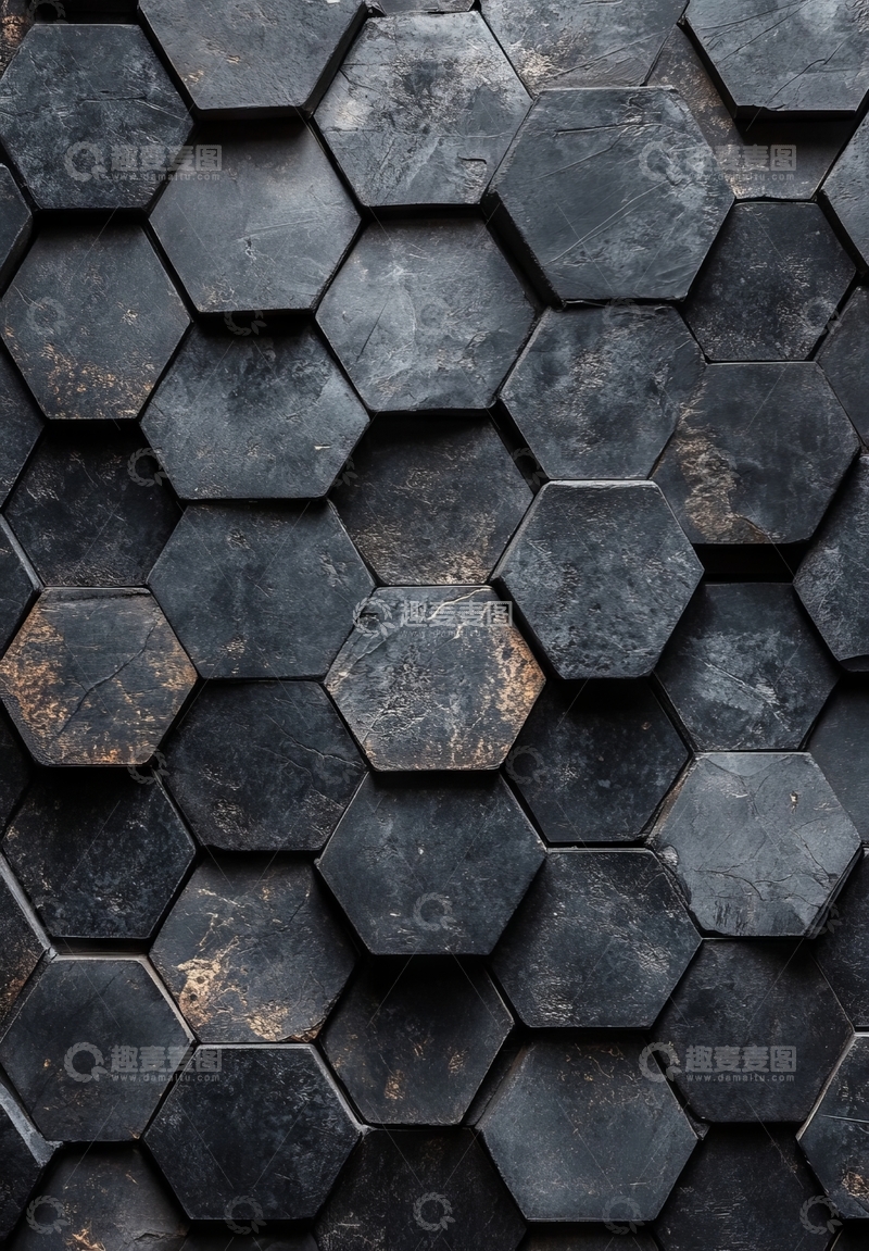 高清大图下载【趣麦麦图】深色六边形纹理背景