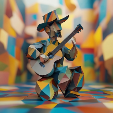 几何风格的吉他手