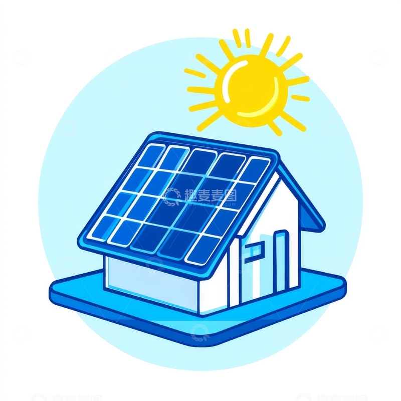 高清大图下载【趣麦麦图】太阳能屋顶房屋示意图