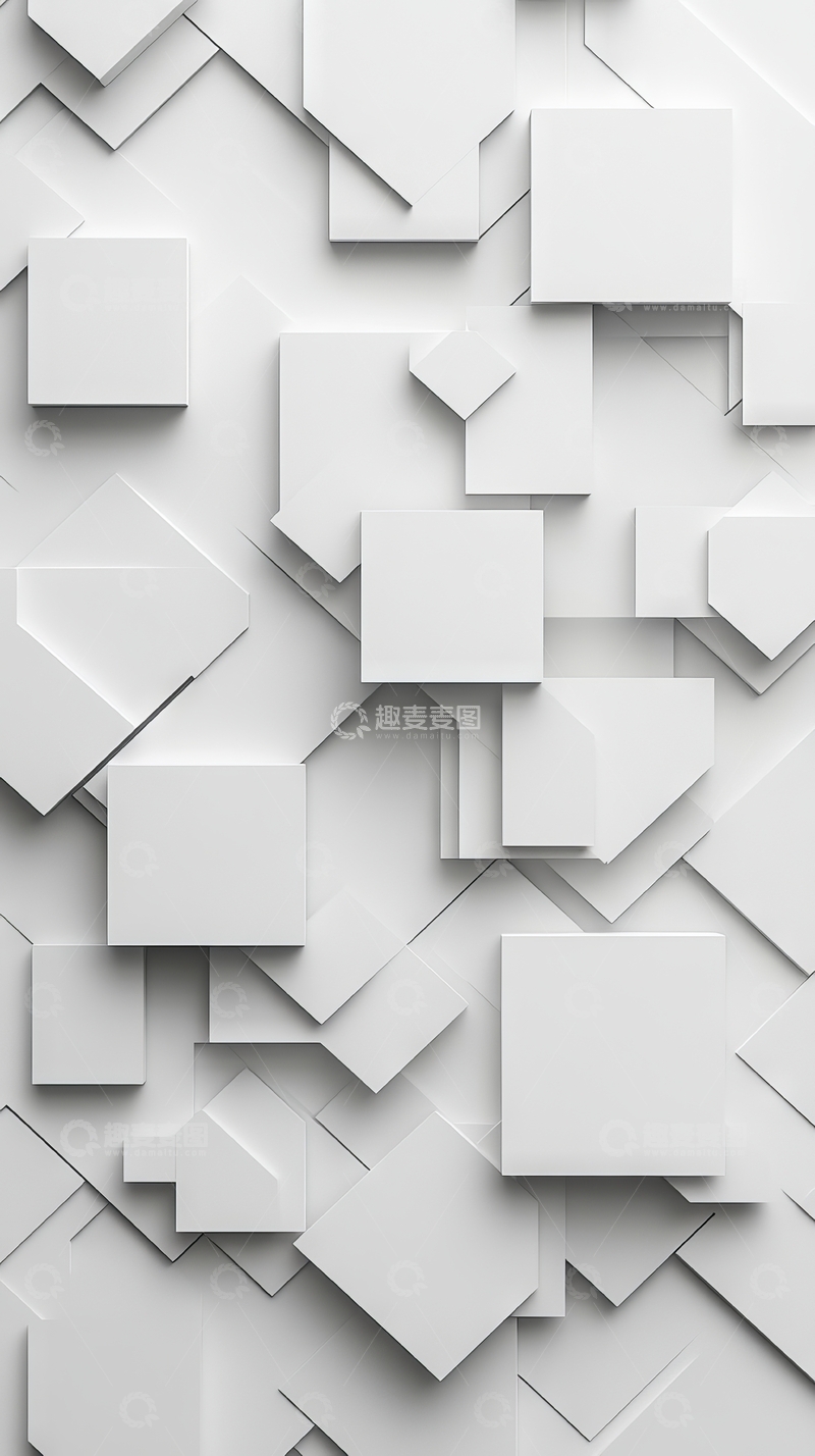 高清大图下载【趣麦麦图】立体几何图形的白色抽象背景