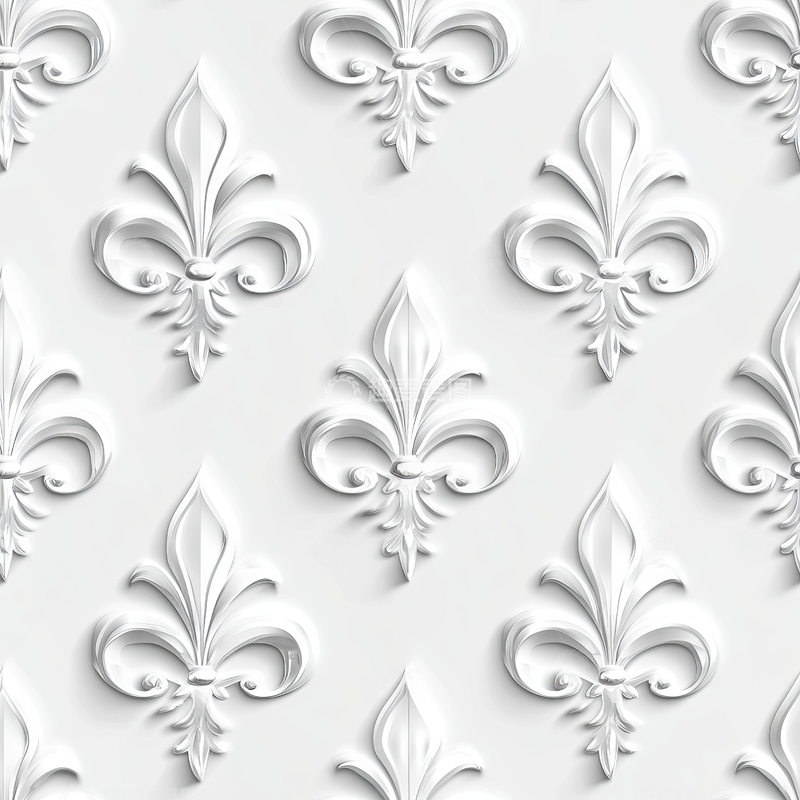 白色立体鸢尾花纹无缝背景
