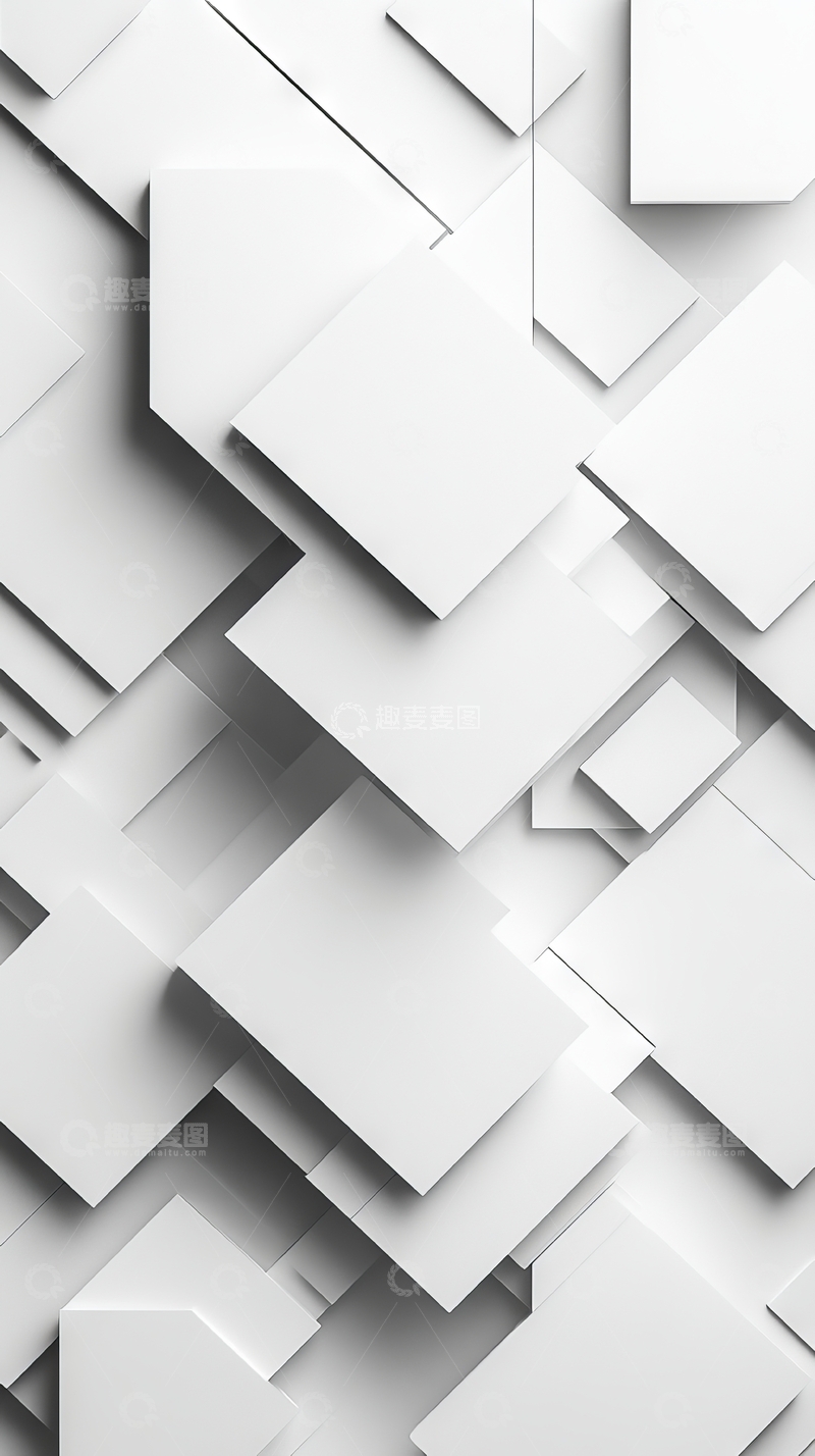 高清大图下载【趣麦麦图】立体几何图形的白色抽象背景
