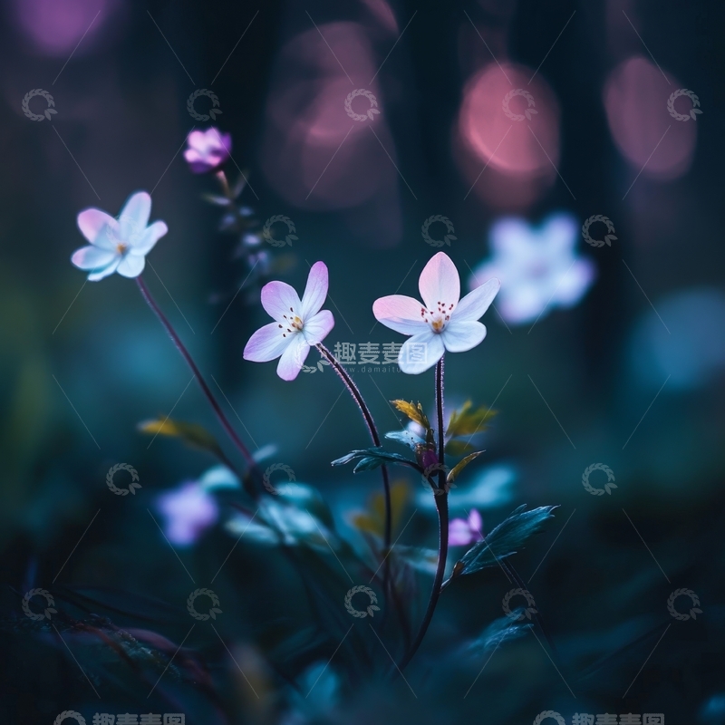 高清大图下载【趣麦麦图】林间绽放的白色小花