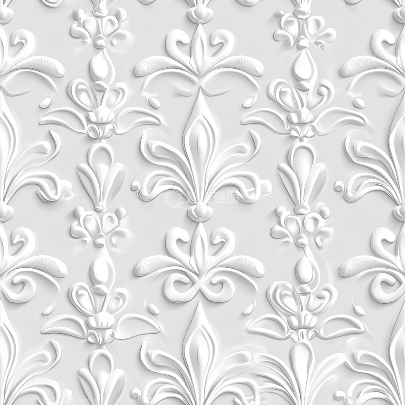 高清大图下载【趣麦麦图】白色立体花纹背景