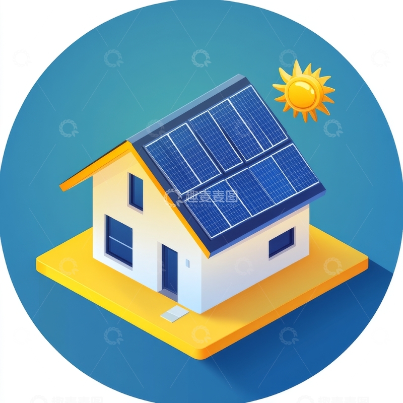 高清大图下载【趣麦麦图】太阳能板屋顶的现代住宅