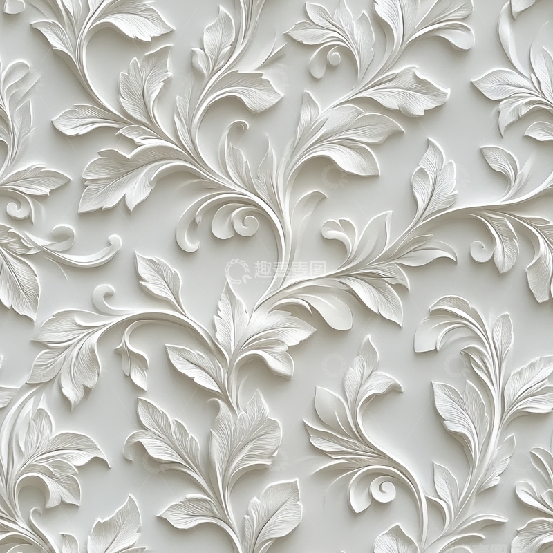 高清大图下载【趣麦麦图】白色立体花卉图案背景