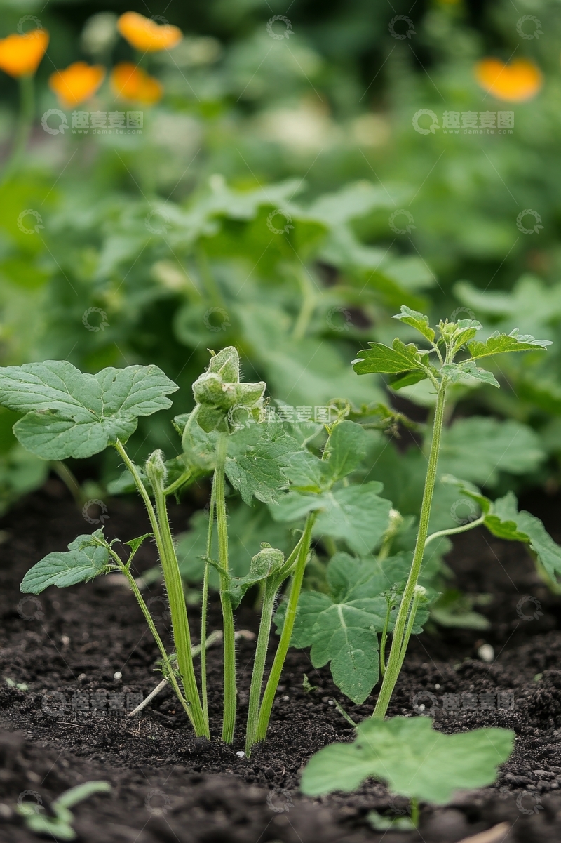 高清大图下载【趣麦麦图】幼苗在花园中茁壮成长