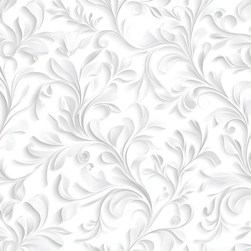 高清大图下载【趣麦麦图】白色立体花卉无缝图案背景