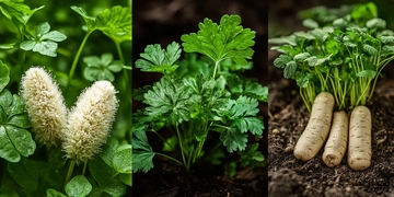 三种植物的生长状态展示