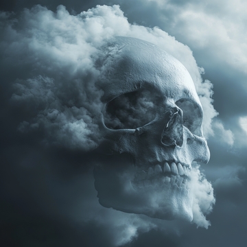 云雾缭绕中的骷髅头