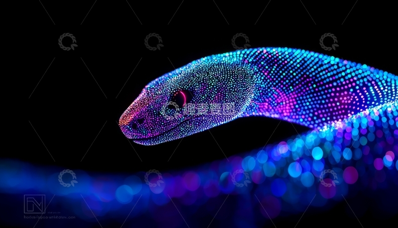 高清大图下载【趣麦麦图】荧光蜥蜴的抽象艺术表现