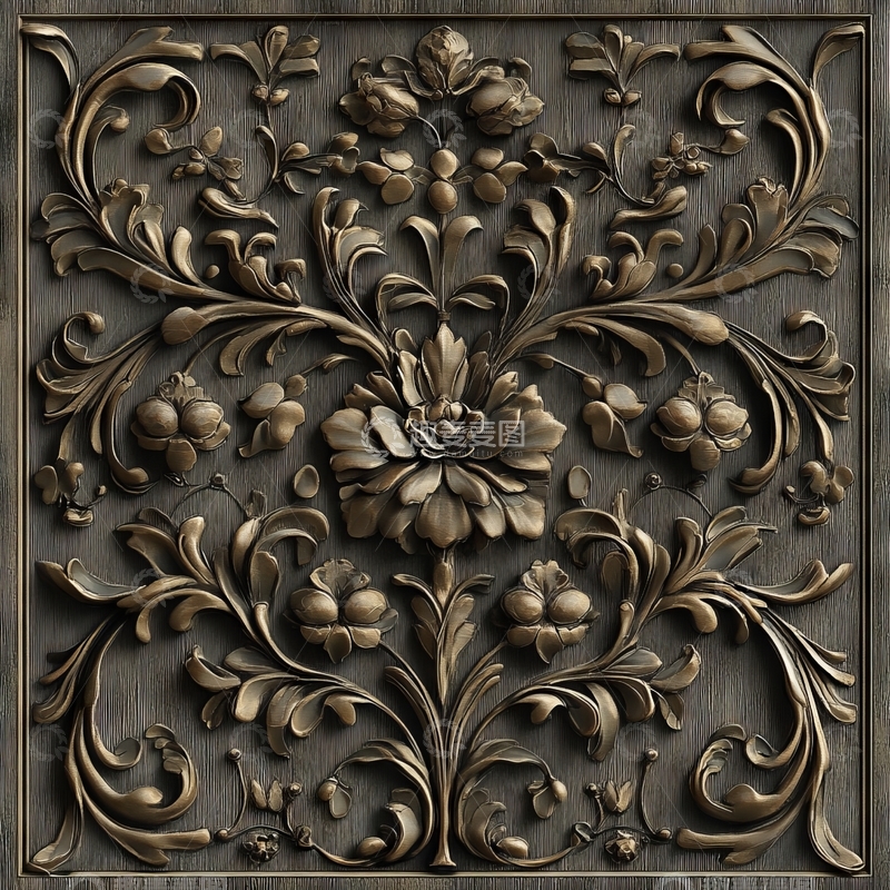 高清大图下载【趣麦麦图】精美的花卉浮雕装饰图案